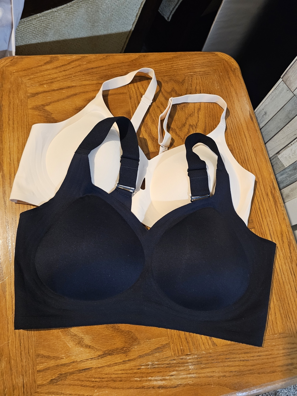 Set Of 2 Seamless Comfort Pudh Up Wireless Bra - Black and Beige XxL